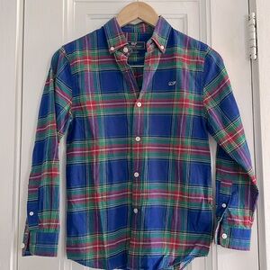 Boys Vineyard Vines Cotton Flannel Plaid Long Sleeved Shirt - Size S (8-10)